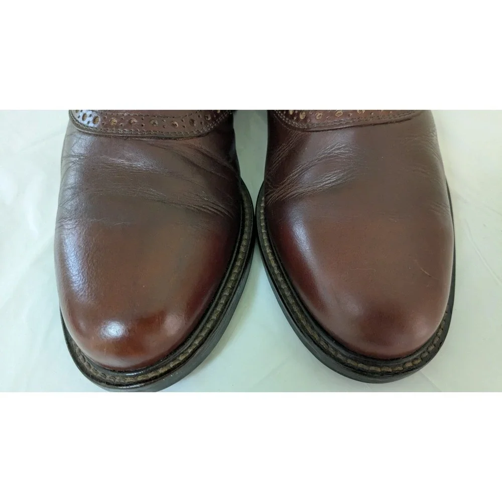 Johnston Murphy Brown Leather Saddle Oxford Brogue Dress Shoes Men's 8.5 M